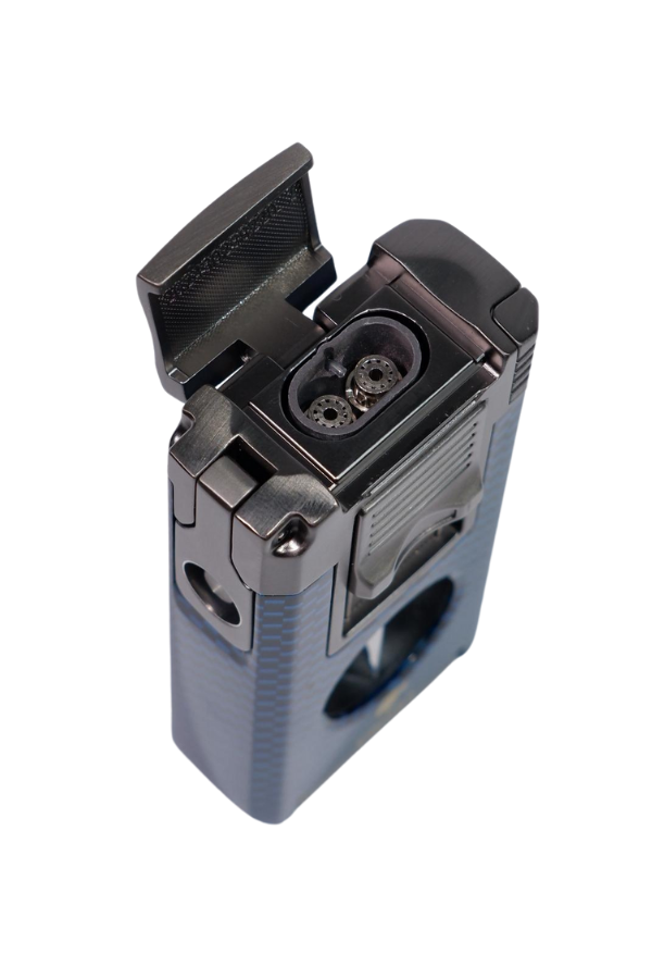 TR9041,Cohiba Çift Torch Pürmüz Mavi Karbon Desenli Puro Çakmağı