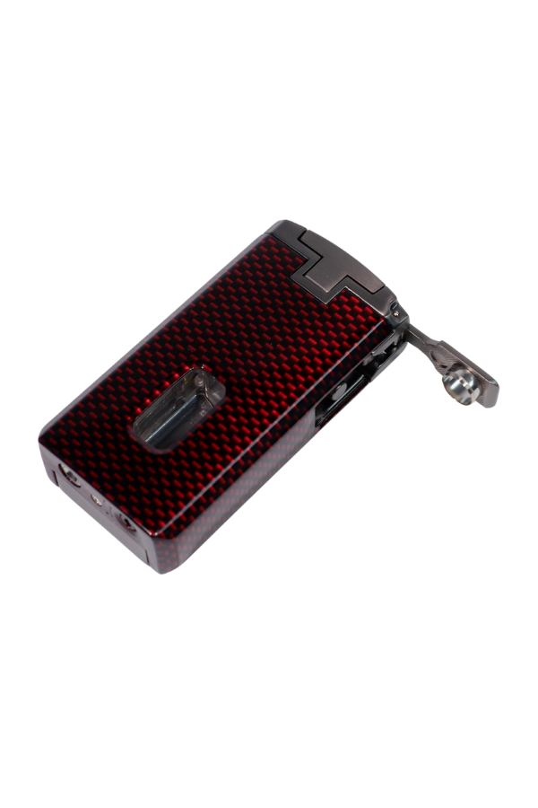 TR9043,Cohiba Çift Torch Pürmüz Kırmızı Karbon Desenli Puro Çakmağı