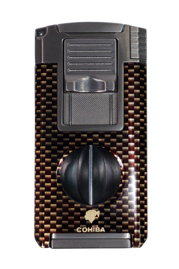 TR9046,Cohiba Çift Torch Pürmüz Siyah Karbon Desenli Puro Çakmağı