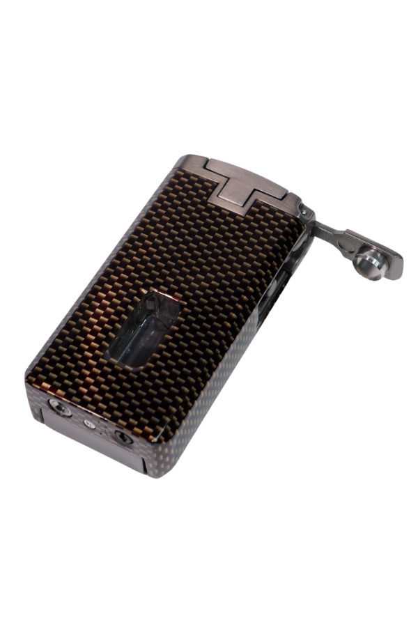 TR9046,Cohiba Çift Torch Pürmüz Siyah Karbon Desenli Puro Çakmağı