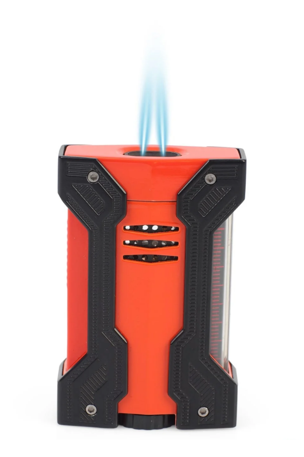 CNQ-026,Conquistador Çift Torch Turuncu Siyah Defi Extreme Dizayn Metal Puro Çakmağı