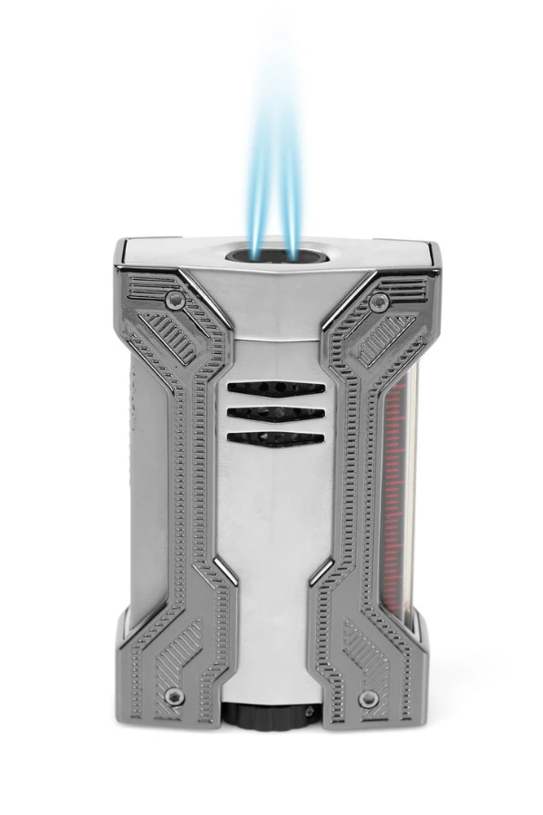 CNQ-019,Conquistador Çift Torch Pürmüz Krom Gunmetal Defi Extreme Dizayn Metal Puro Çakmağı