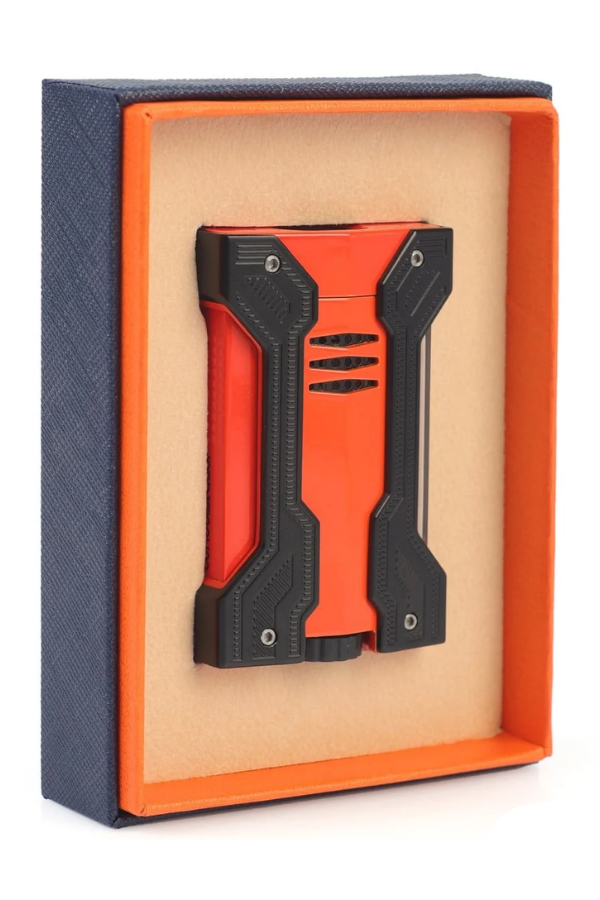 CNQ-026,Conquistador Çift Torch Turuncu Siyah Defi Extreme Dizayn Metal Puro Çakmağı