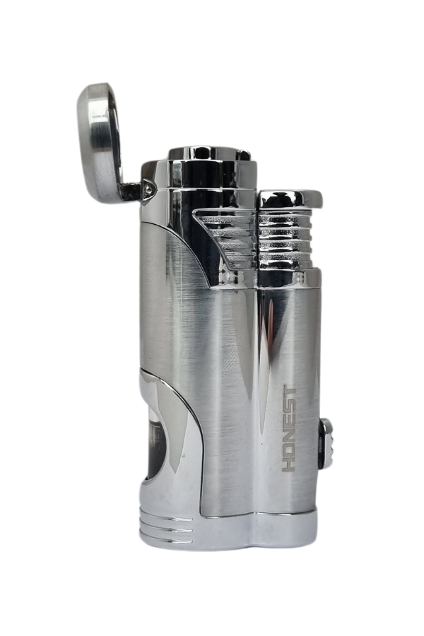 TR7607,Honest Çift Torch Pürmüz Gümüş Puro Çakmağı