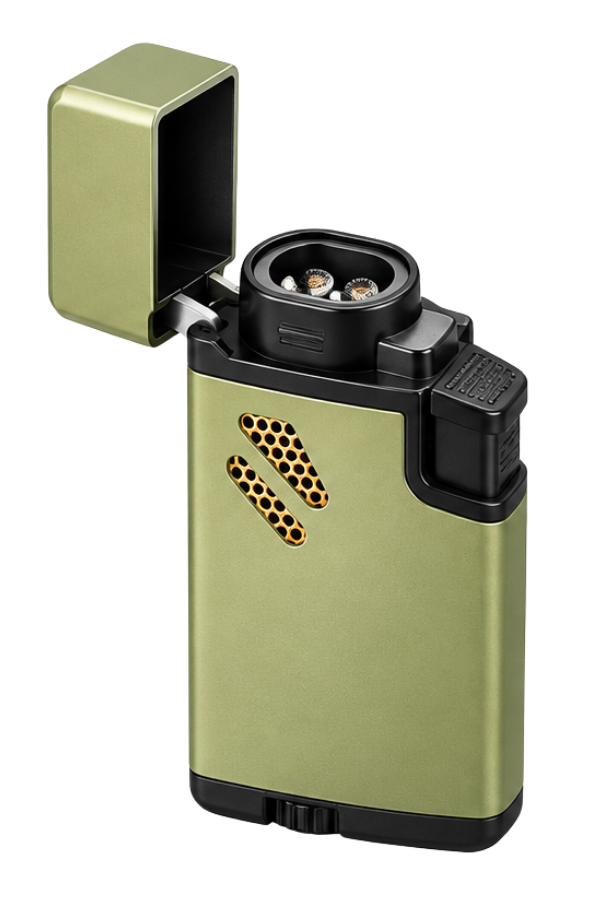 ACK067,Hunter Çift Torch Pürmüz Yeşil Puro Çakmağı