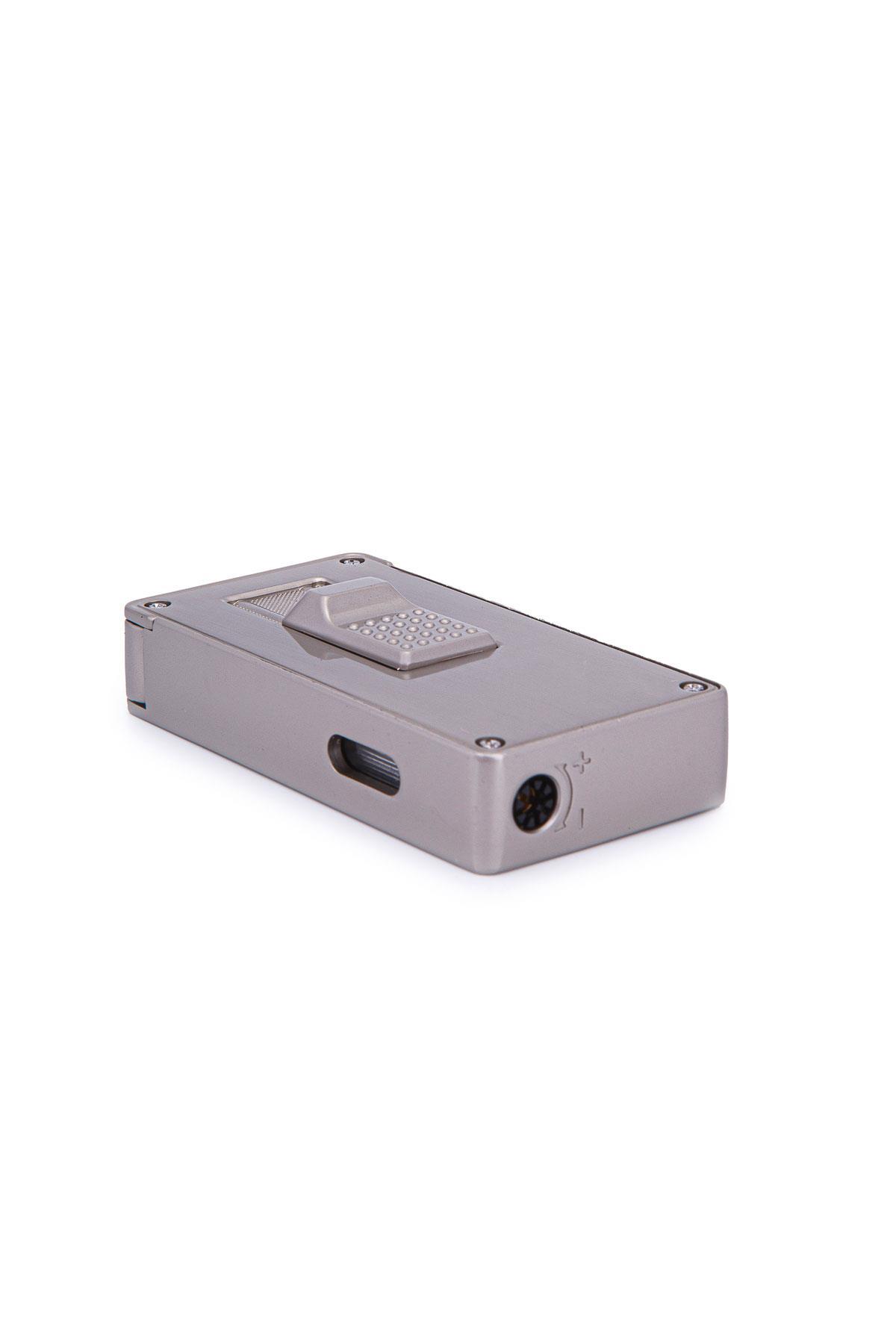 TR7240,Parmida Çift Torch Pürmüz Fırçalı Gümüş Metal Puro Çakmağı