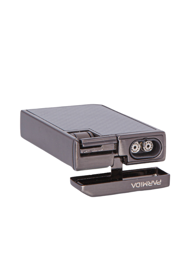 TR7953,Parmida Çift Torch Pürmüz Karbon Desenli Gunmetal Metal Puro Çakmağı