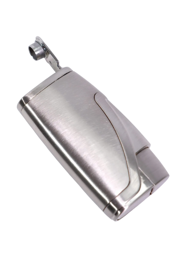 TR9207,Parmida Çift Torch Pürmüz Gümüş Metal Puro Çakmağı