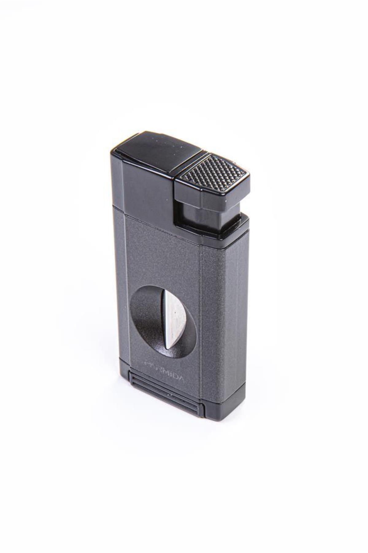 TR5408,Parmida Çift Torch Gunmetal-Siyah V-Cut Puro Çakmağı