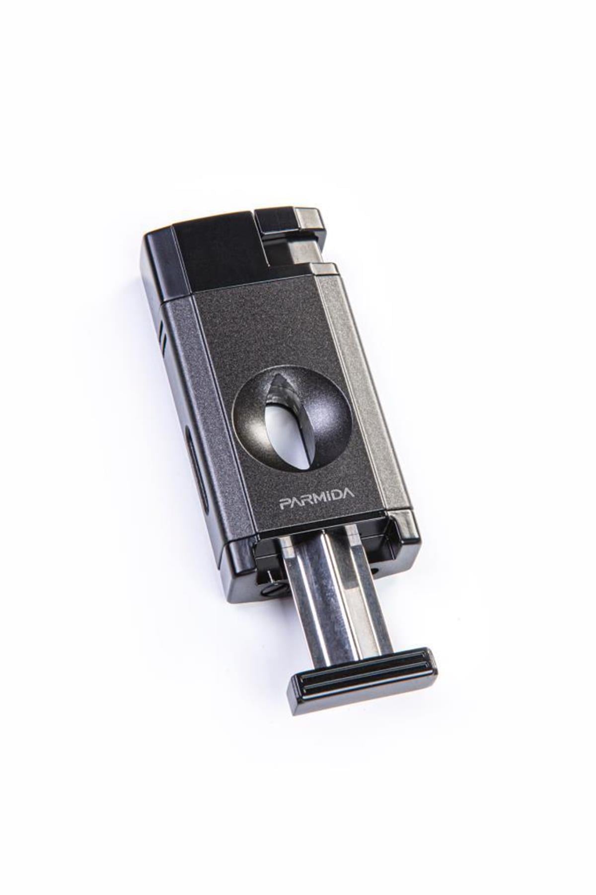 TR5408,Parmida Çift Torch Gunmetal-Siyah V-Cut Puro Çakmağı