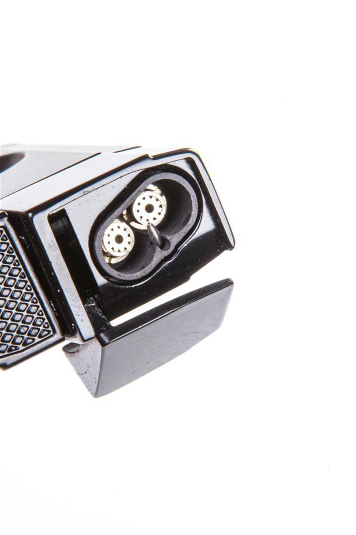 TR5408,Parmida Çift Torch Gunmetal-Siyah V-Cut Puro Çakmağı