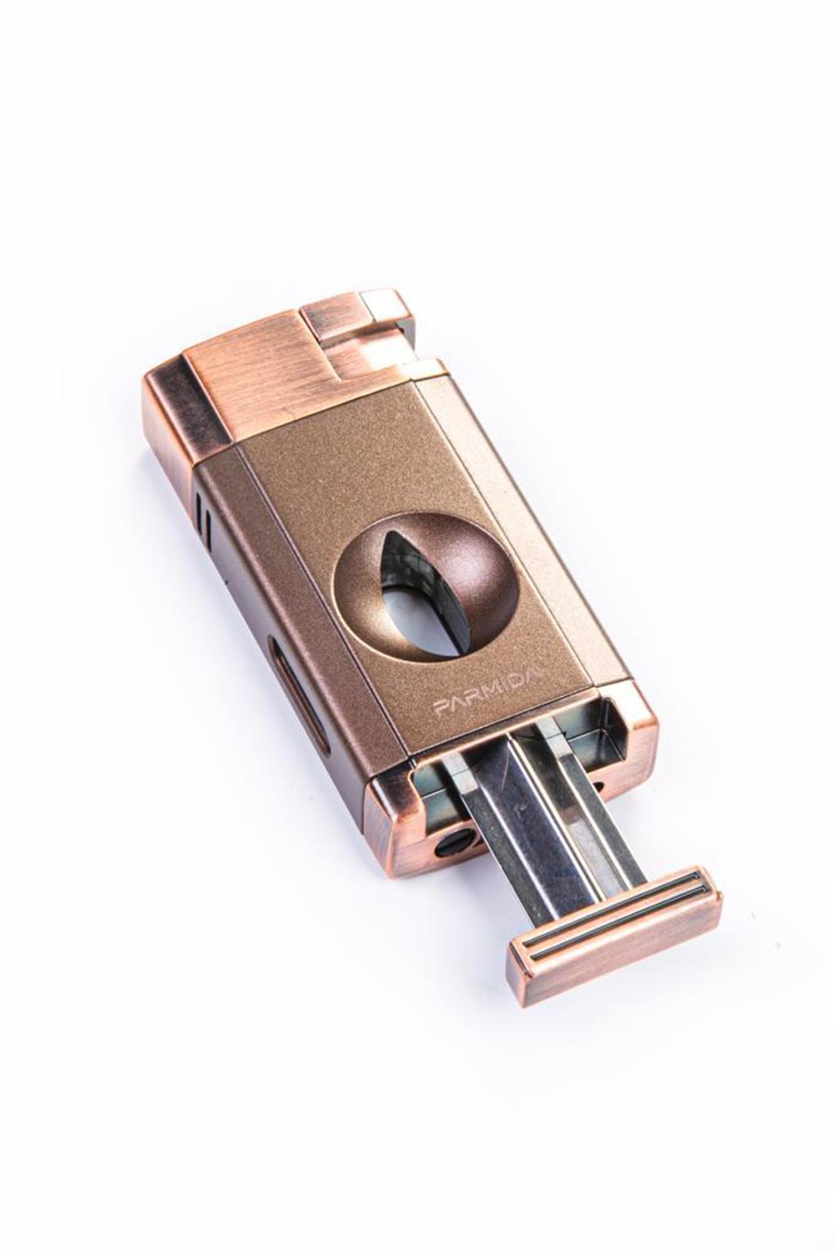 TR5410,Parmida Çift Torch Bronz V-Cut Puro Çakmağı