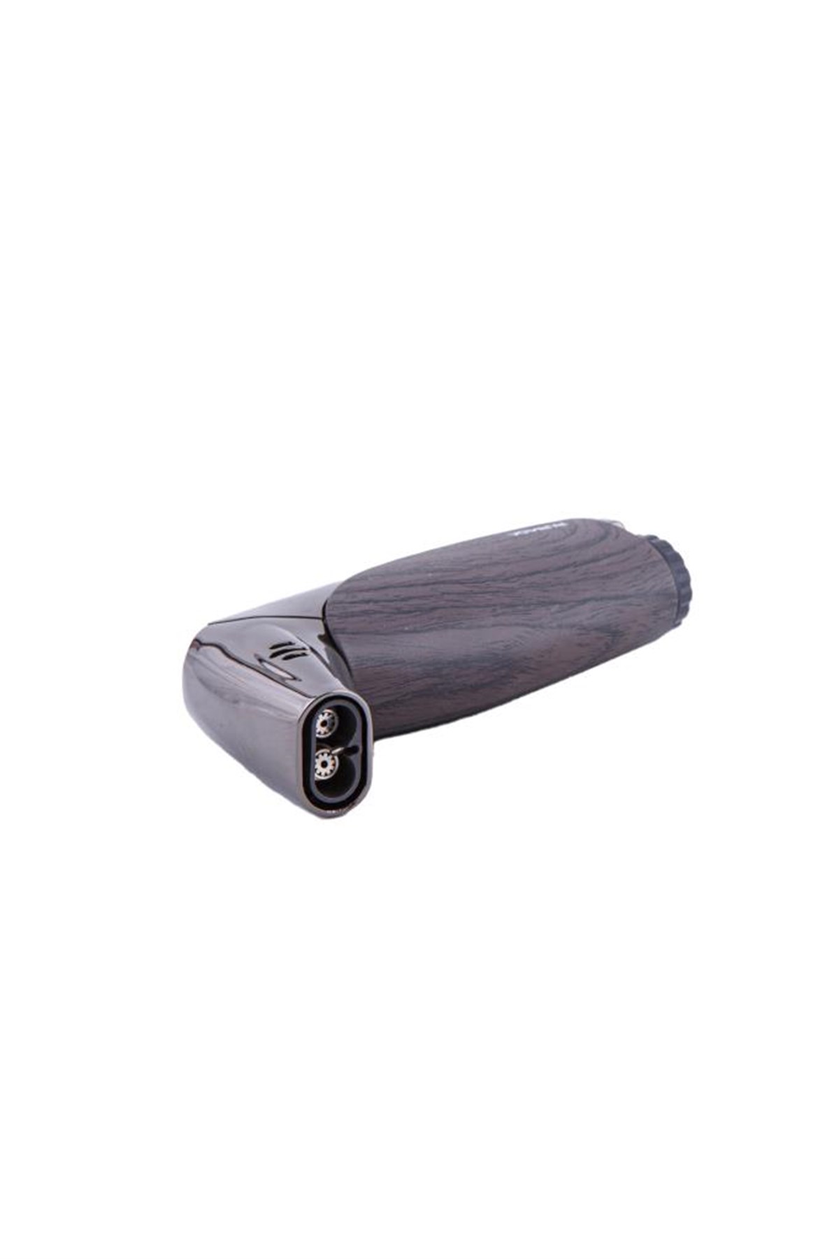 TR4709,Parmida Çift Torch Koyu Ahşap Desenli Masa Tipi Puro Çakmağı