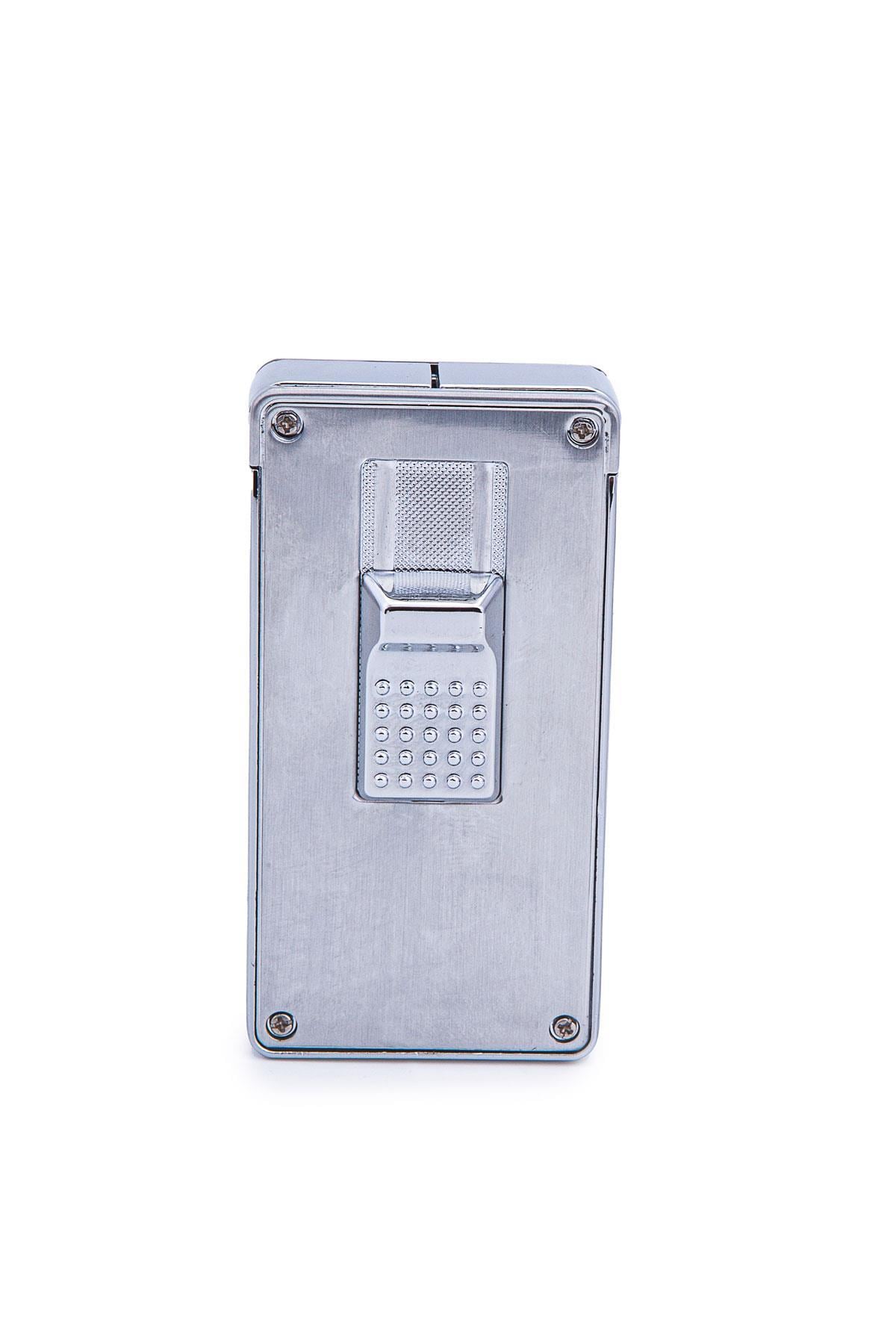 TR7239,Parmida Çift Torch Pürmüz Gümüş Metal Puro Çakmağı