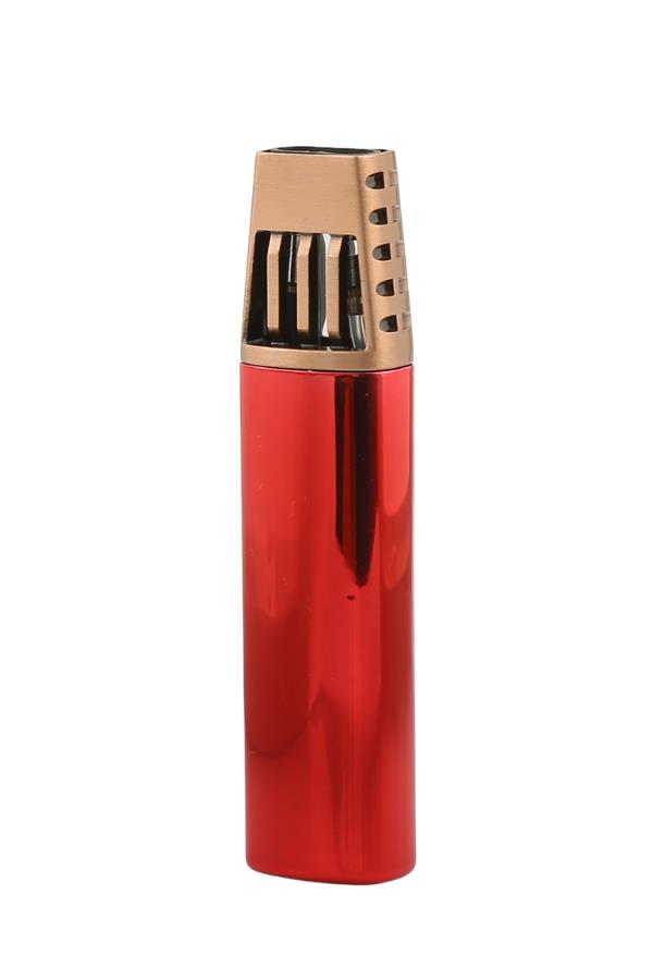 TR7323,Parmida Çift Torch Pürmüz Kırmızı-Bronz Puro Çakmağı