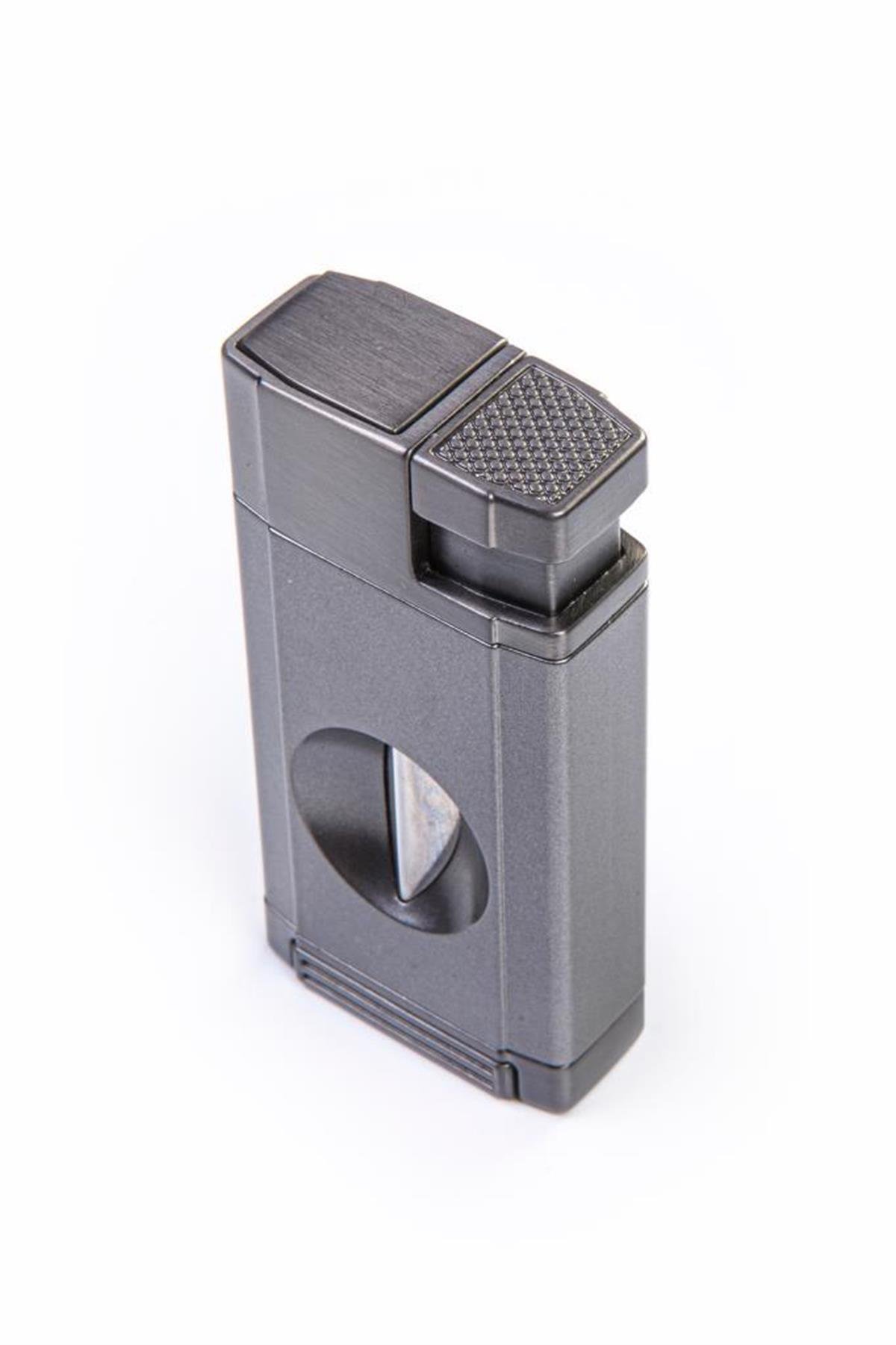 TR5407,Parmida Çift Torch Gunmetal V-Cut Puro Çakmağı