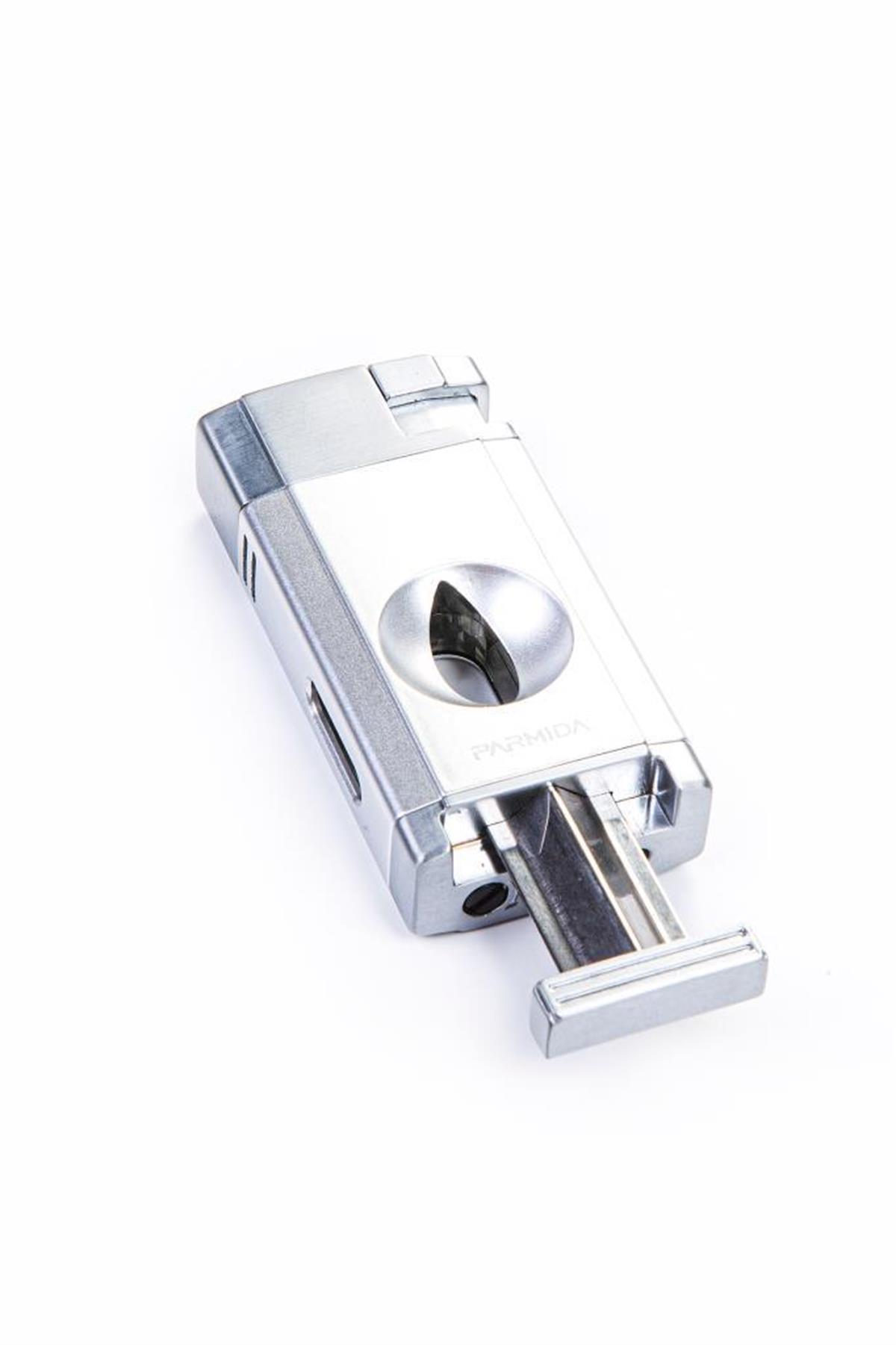 TR5409,Parmida Çift Torch Gümüş V-Cut Puro Çakmağı