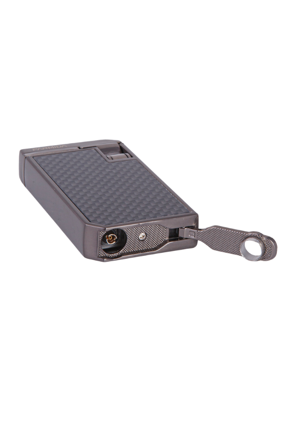 TR7953,Parmida Çift Torch Pürmüz Karbon Desenli Gunmetal Metal Puro Çakmağı