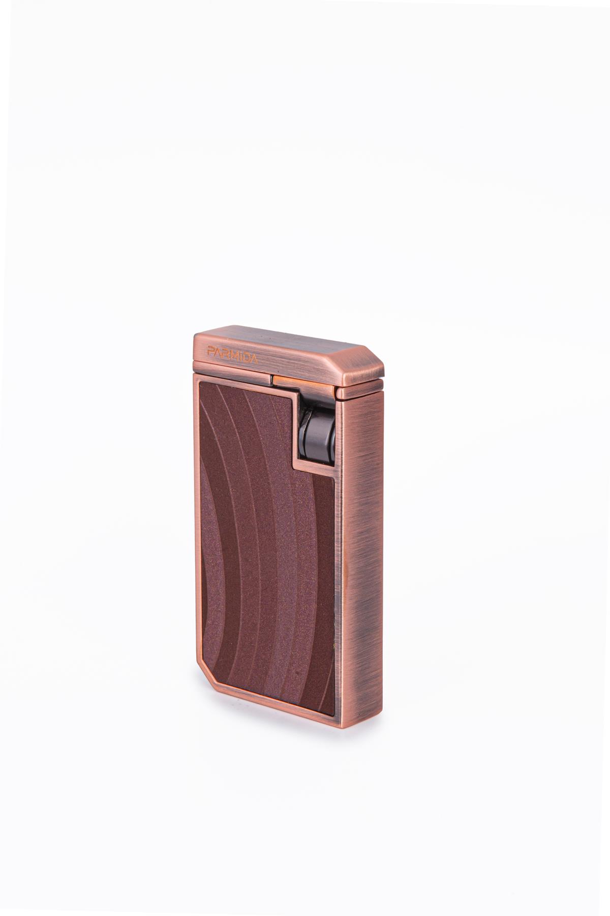 TR7948,Parmida Çift Torch Pürmüz Bronz-Ahşap Desenli Metal Puro Çakmağı