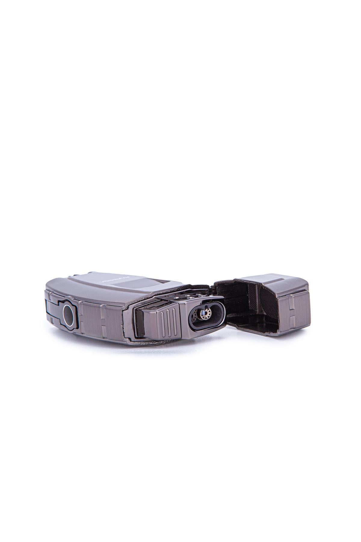 TR7278,Parmida Çift Torch Pürmüz Gunmetal Metal Puro Çakmağı