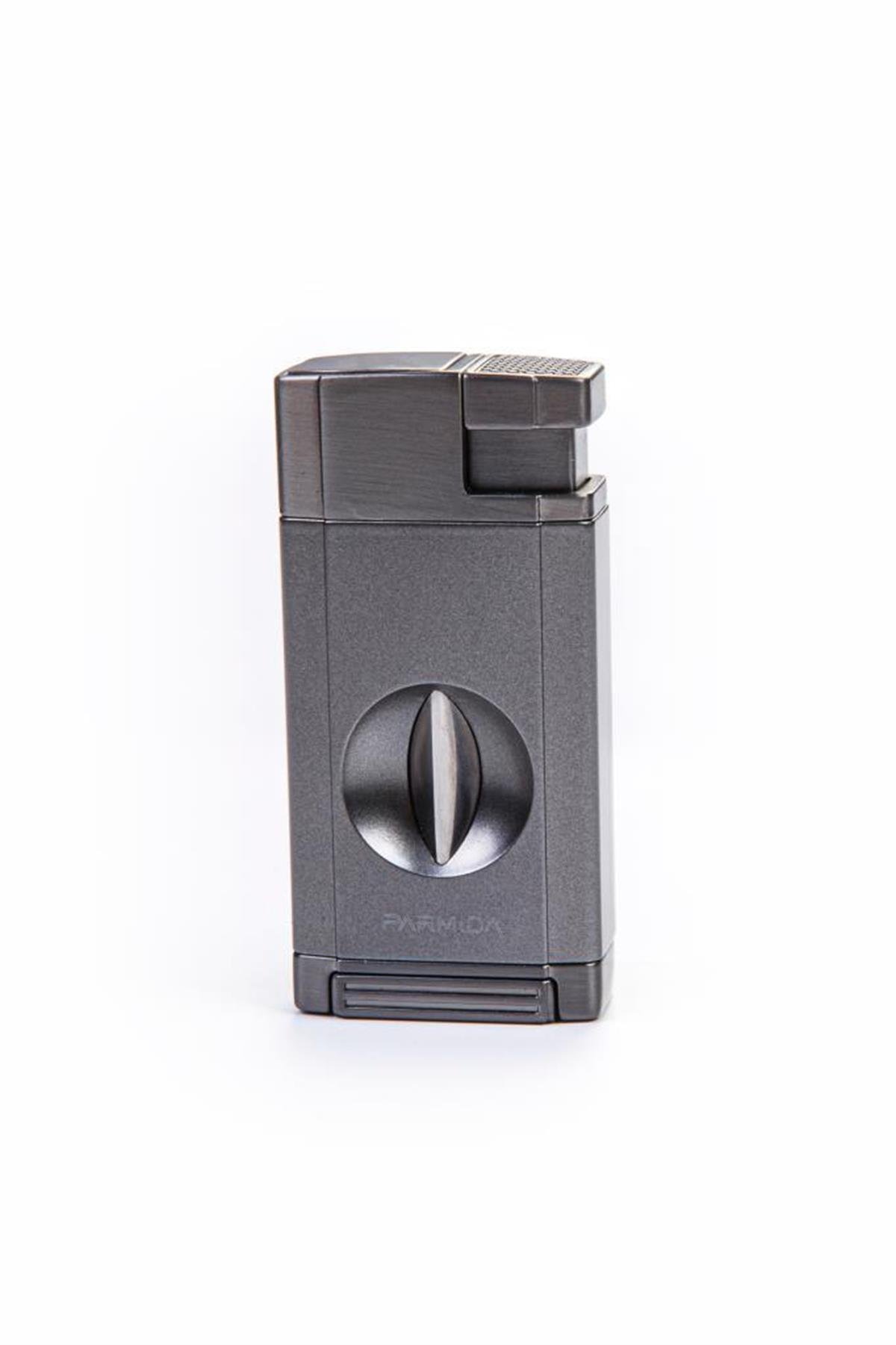 TR5407,Parmida Çift Torch Gunmetal V-Cut Puro Çakmağı