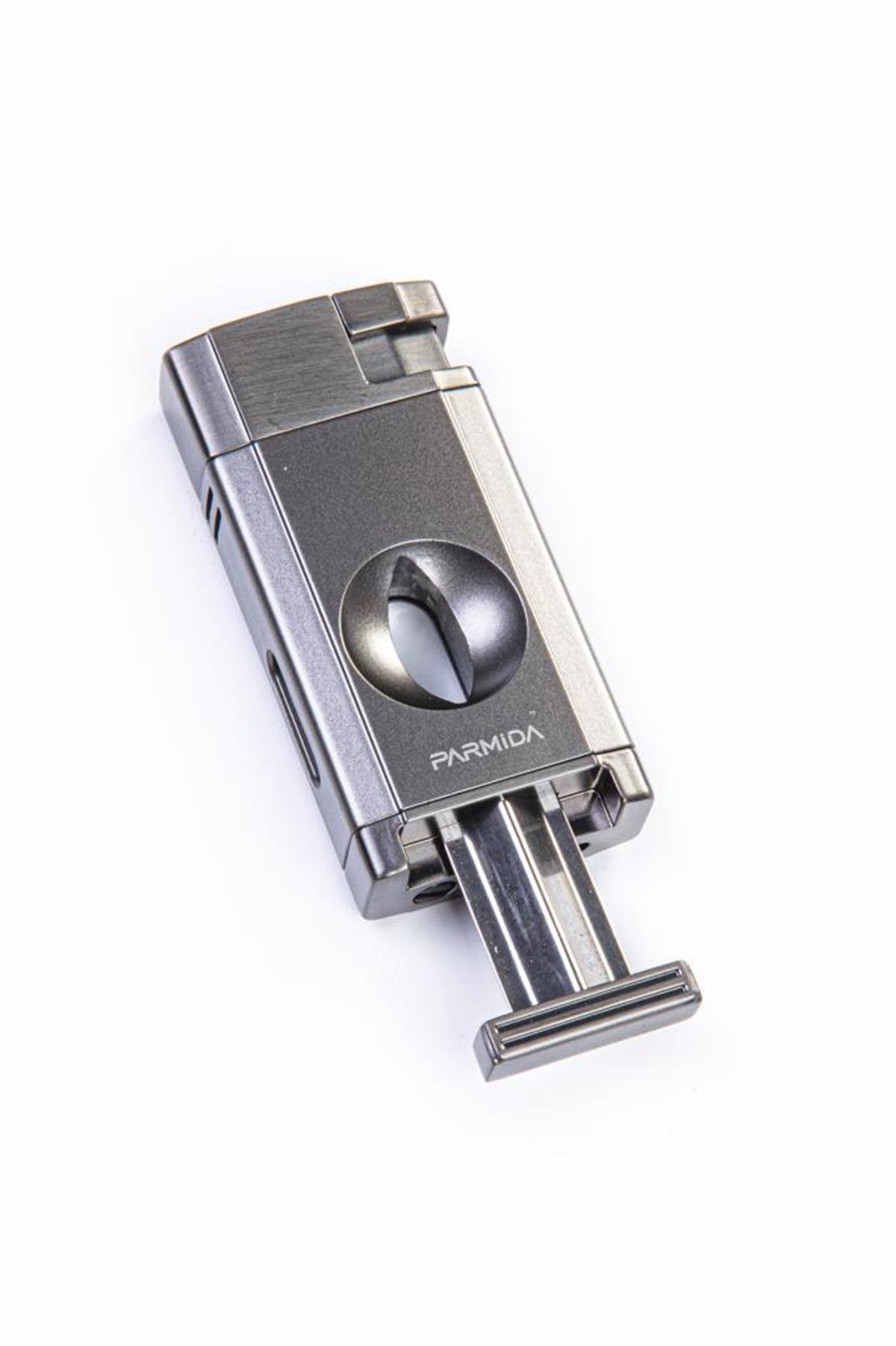 TR5407,Parmida Çift Torch Gunmetal V-Cut Puro Çakmağı