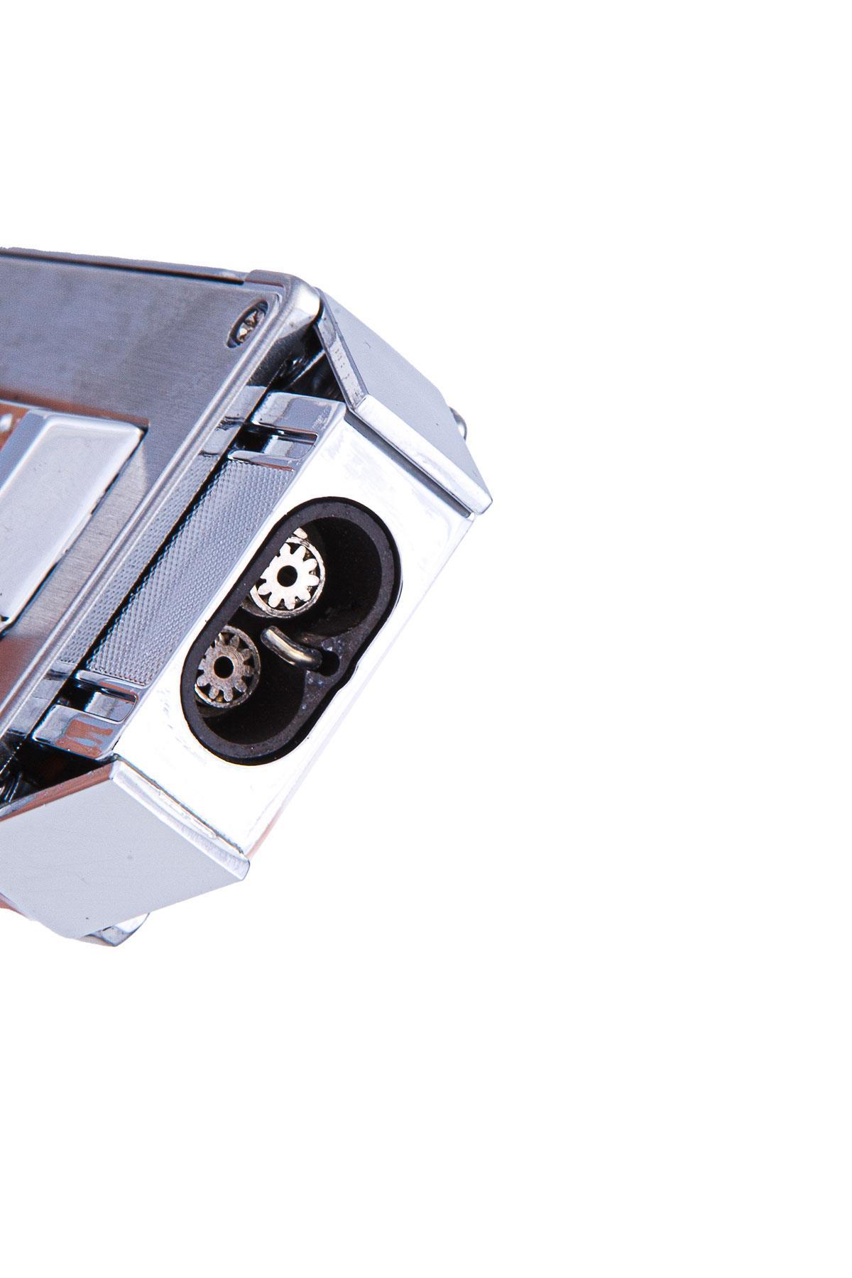 TR7239,Parmida Çift Torch Pürmüz Gümüş Metal Puro Çakmağı