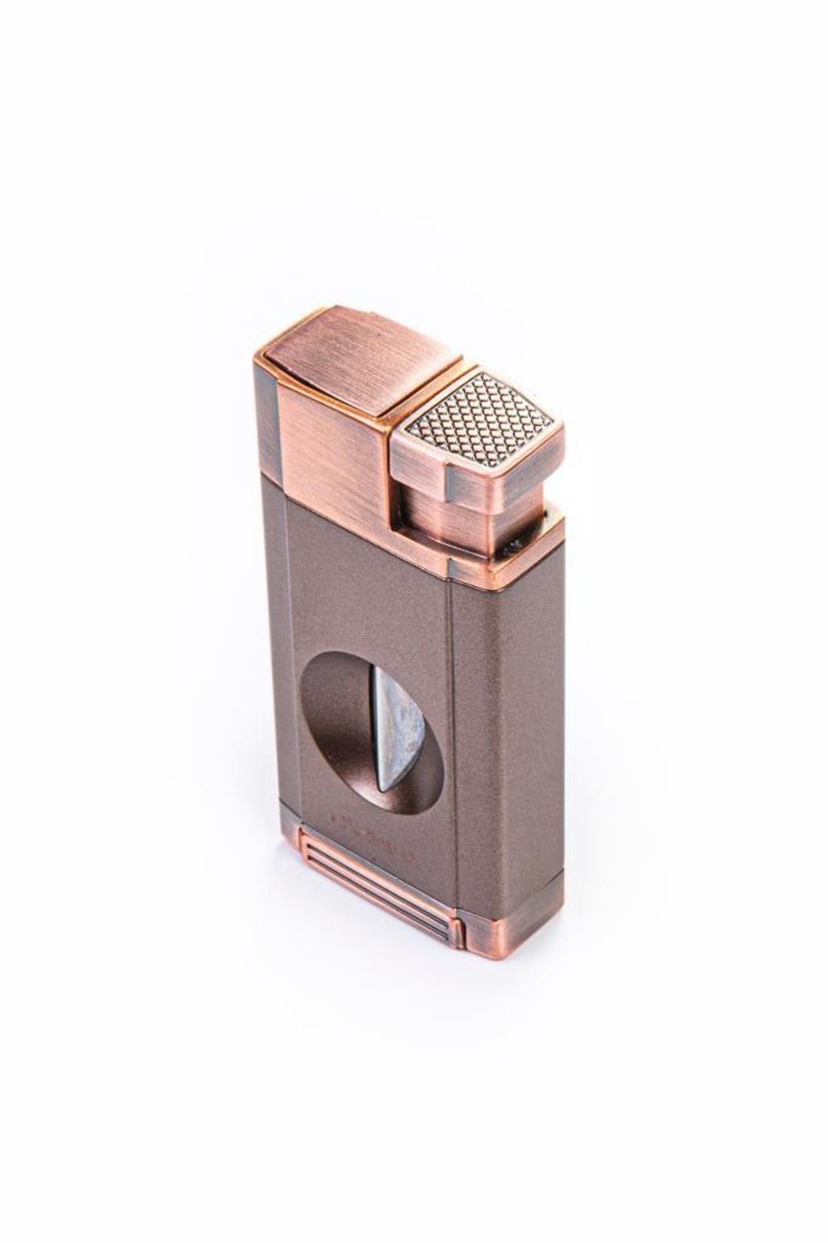 TR5410,Parmida Çift Torch Bronz V-Cut Puro Çakmağı