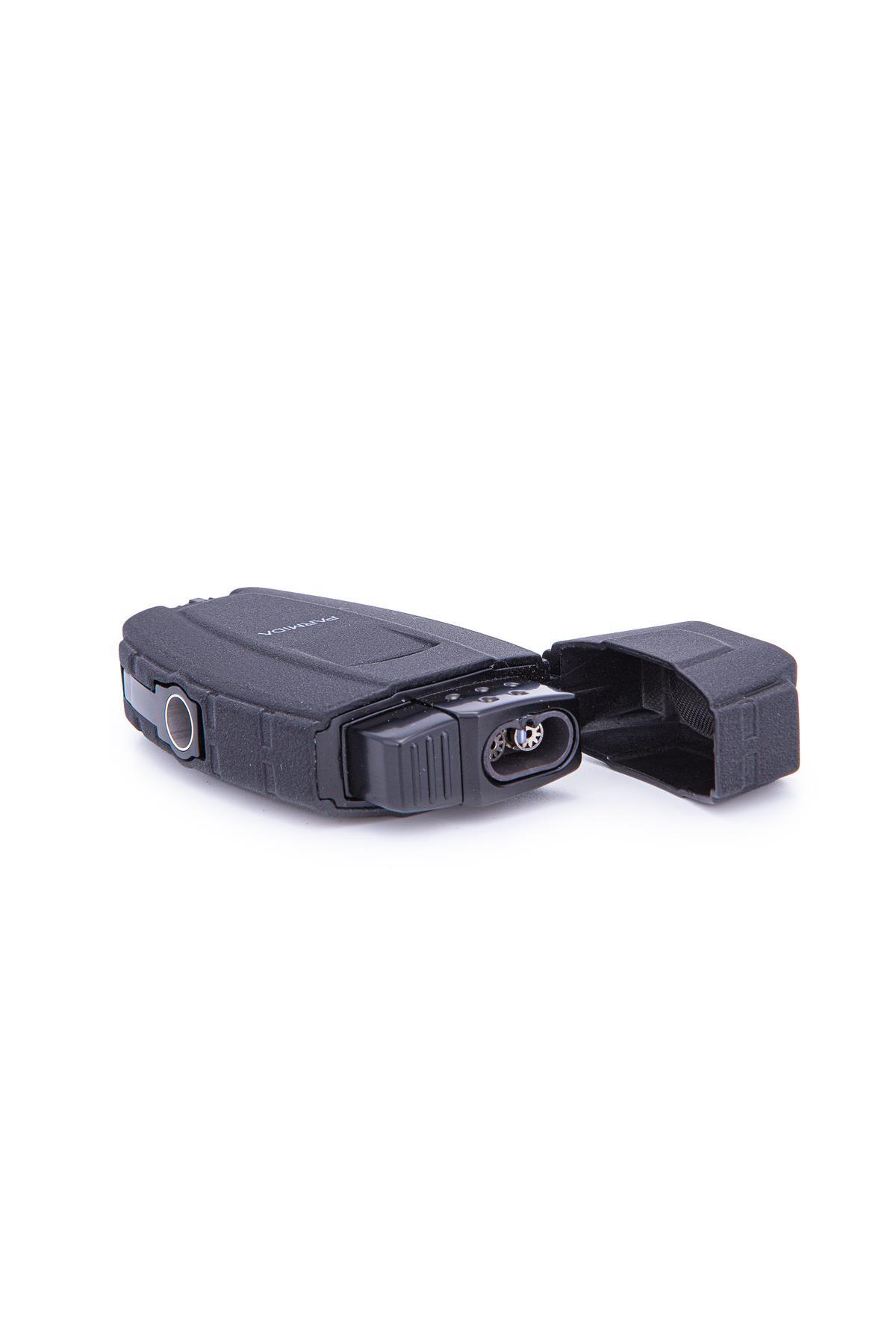 TR7274,Parmida Çift Torch Pürmüz Siyah Metal Puro Çakmağı
