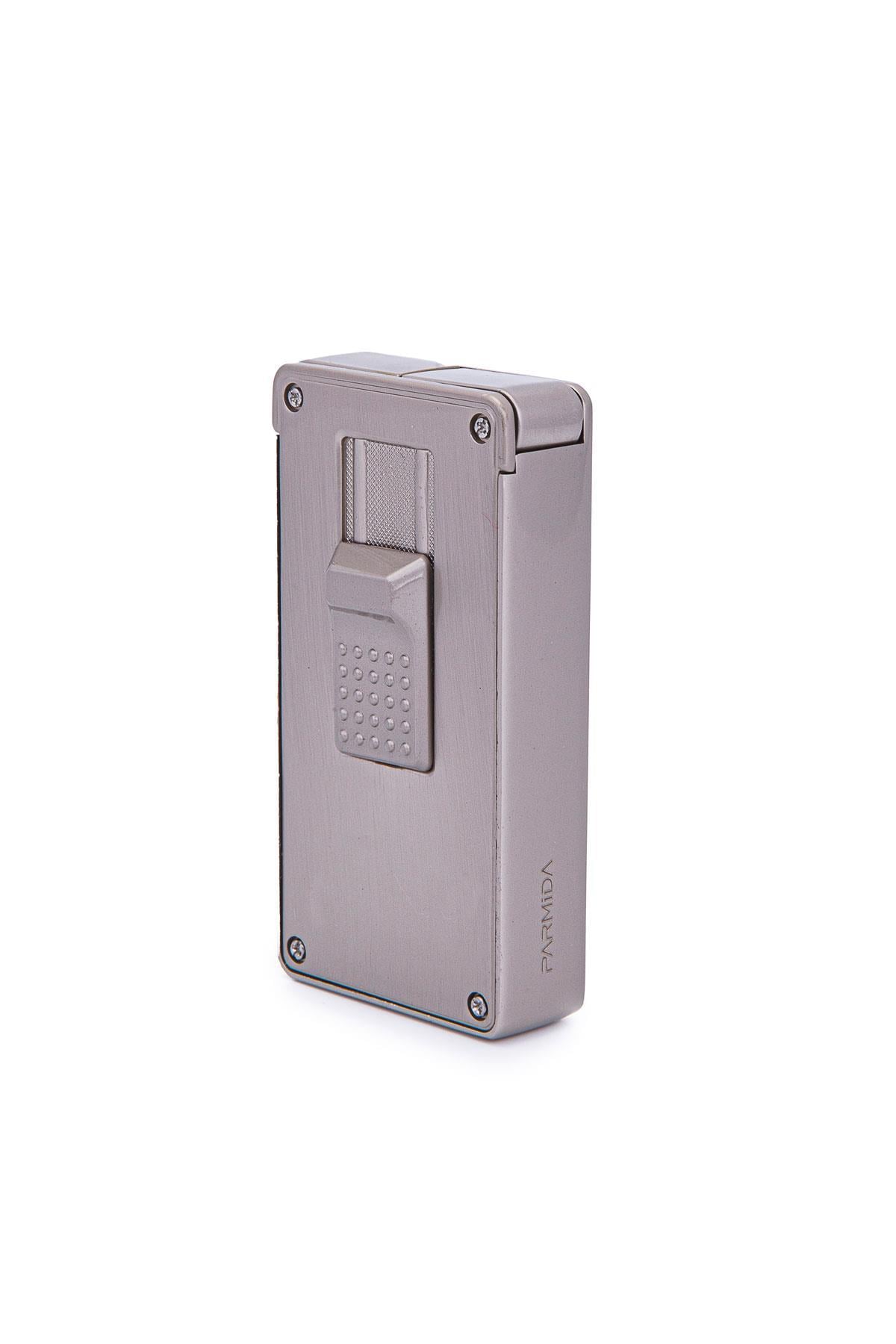 TR7240,Parmida Çift Torch Pürmüz Fırçalı Gümüş Metal Puro Çakmağı