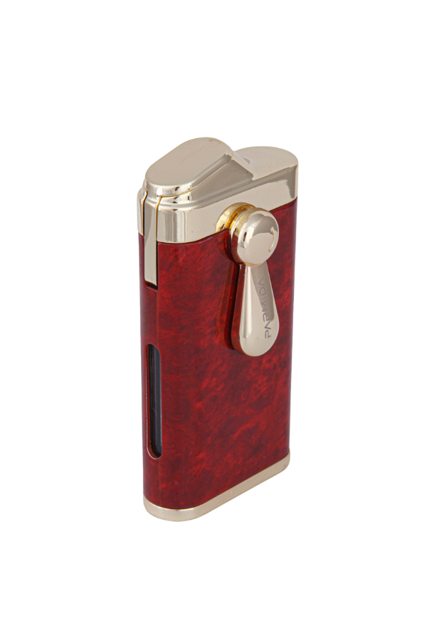 TR7951,Parmida Çift Torch Pürmüz Bordo-Gold Metal Puro Çakmağı