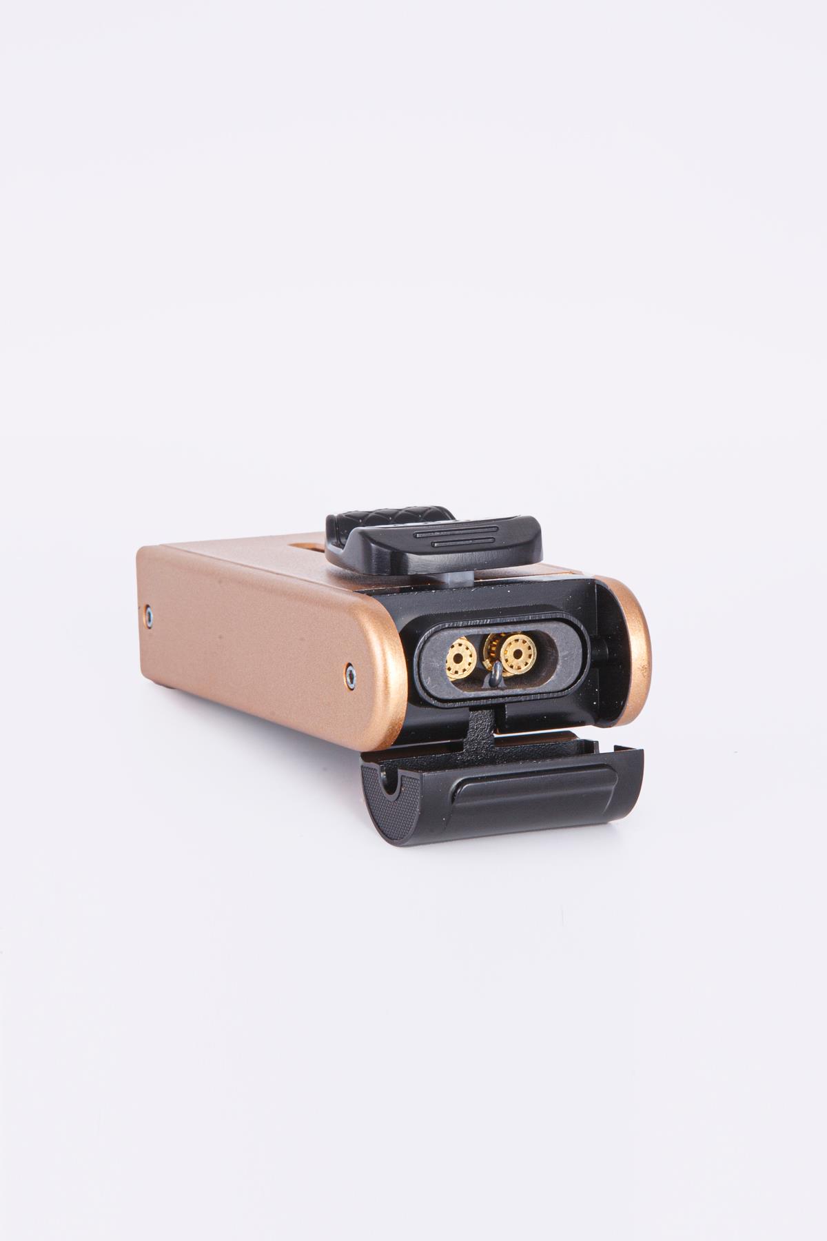 TR7922,Parmida Çift Torch Pürmüz Gold Metal Puro Çakmağı