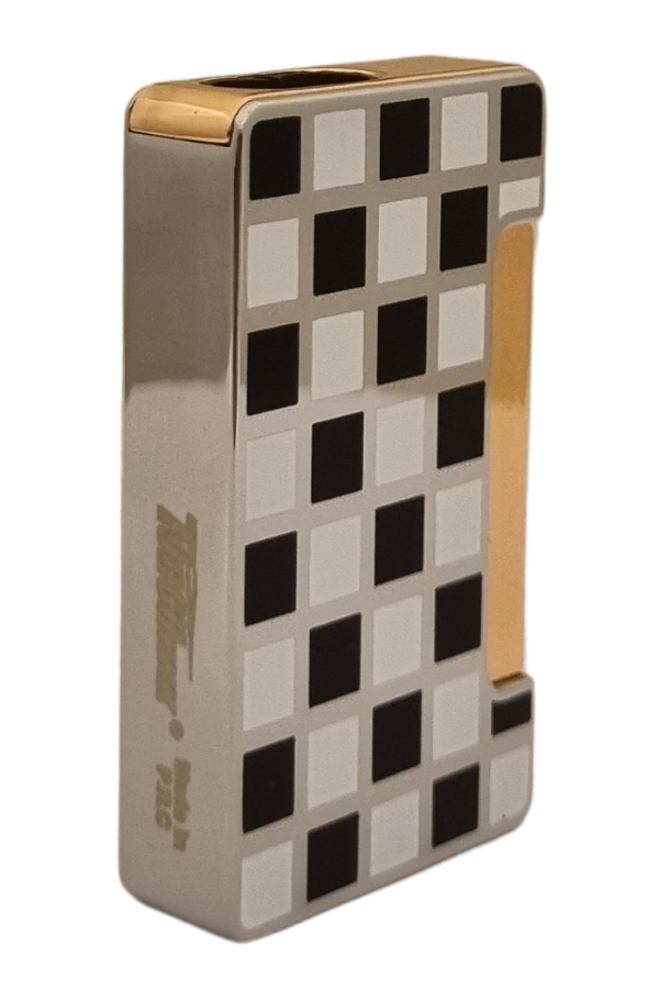TR8019,PremiumQuality Gümüş Dama Desenli Çift Torch Metal Puro Çakmağı