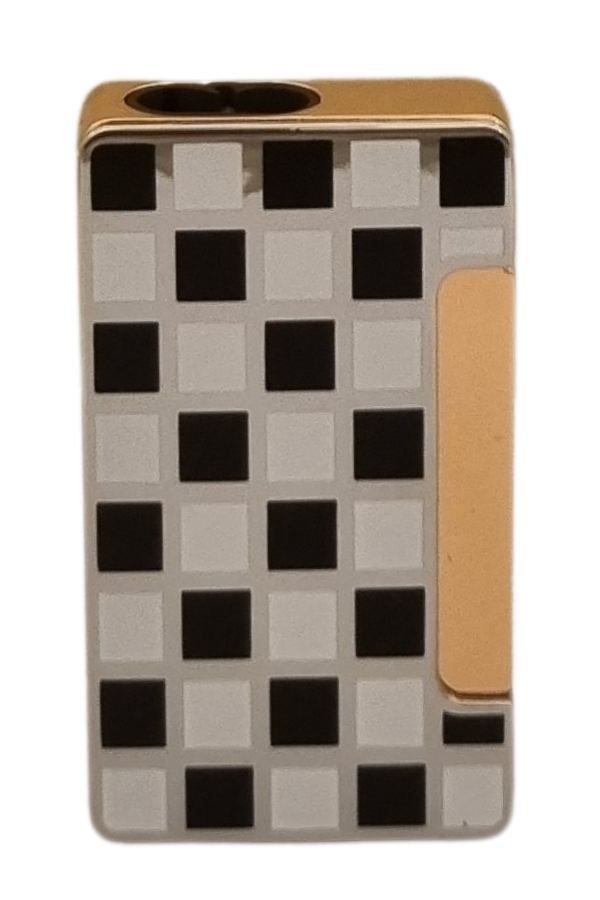 TR8019,PremiumQuality Gümüş Dama Desenli Çift Torch Metal Puro Çakmağı