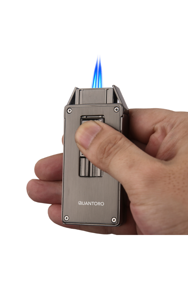 TRZ1035,Quantoro 2 Torch Pürmüz Gunmetal Metal Puro Çakmağı