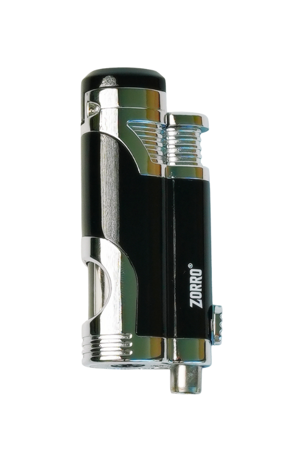 TRM1002,Zorro 2 Torch Pürmüz Siyah-Gümüş Metal Puro Çakmağı