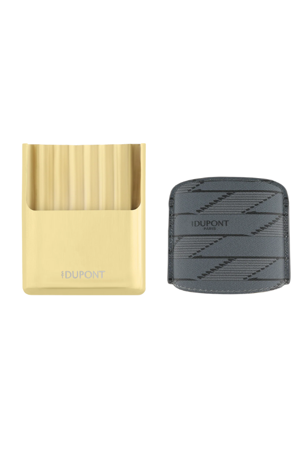 TR8690,S.T. Dupont Coated Canvas Monogram Parlak Siyah Deri Cigarillo Kılıfı 183179