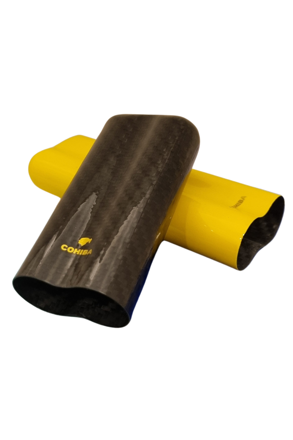 TR7752,Cohiba Karbon Desenli Sarı İkili Puro Kılıfı