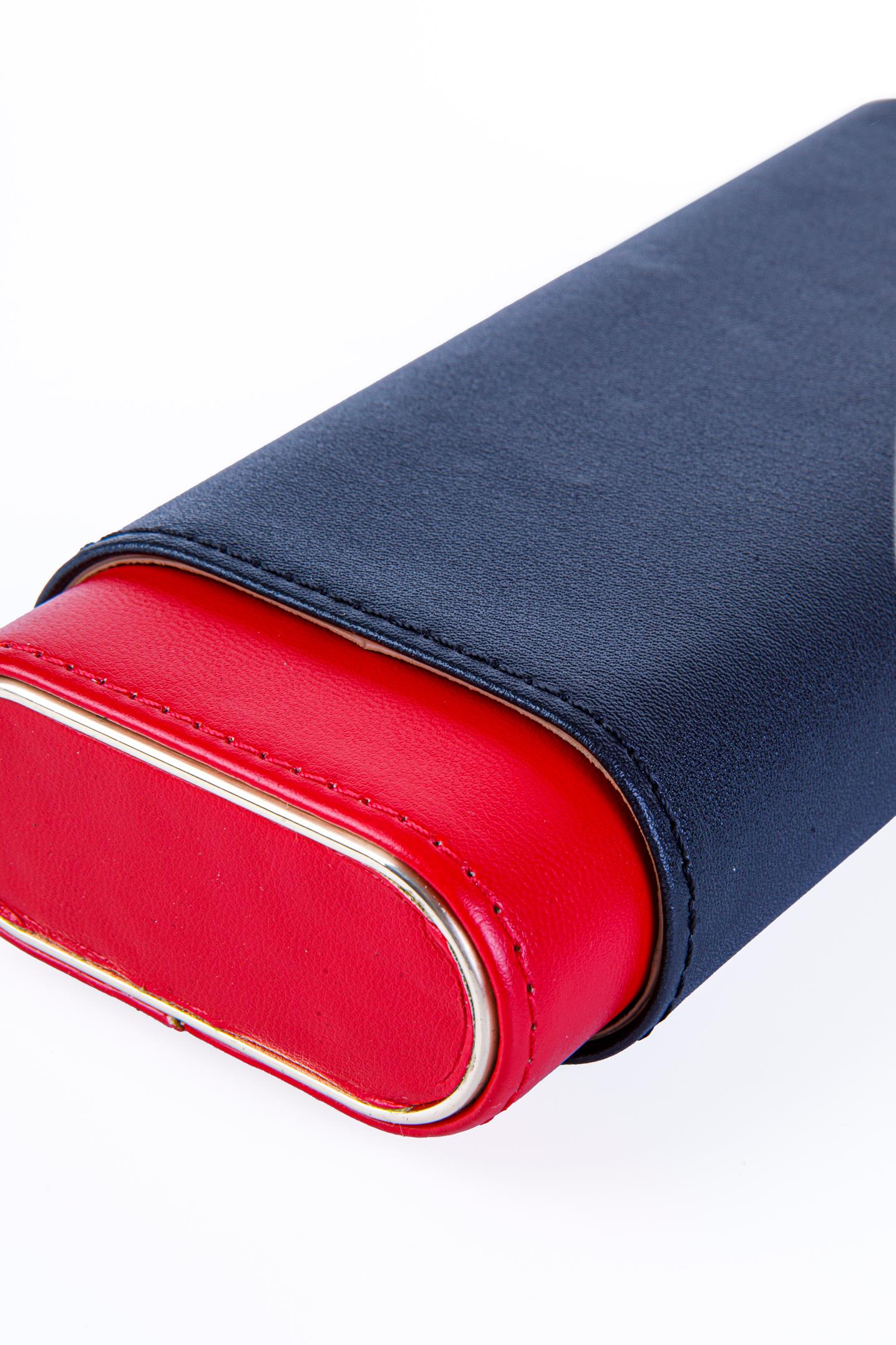 TR8221,Cohiba Kırmızı-Siyah Üçlü Deri Puro Kılıfı