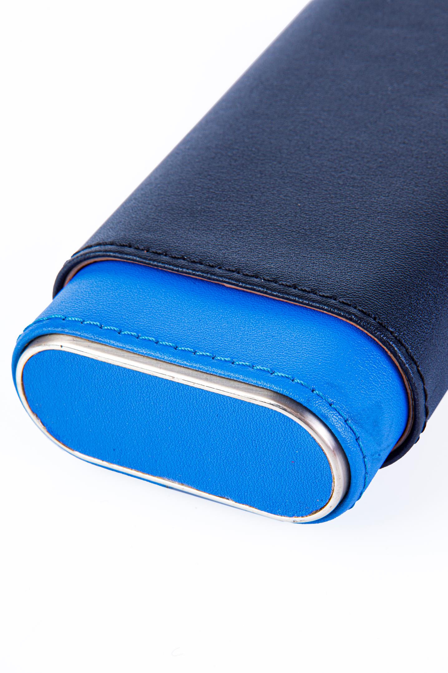 TR8220,Cohiba Mavi-Siyah Üçlü Deri Puro Kılıfı