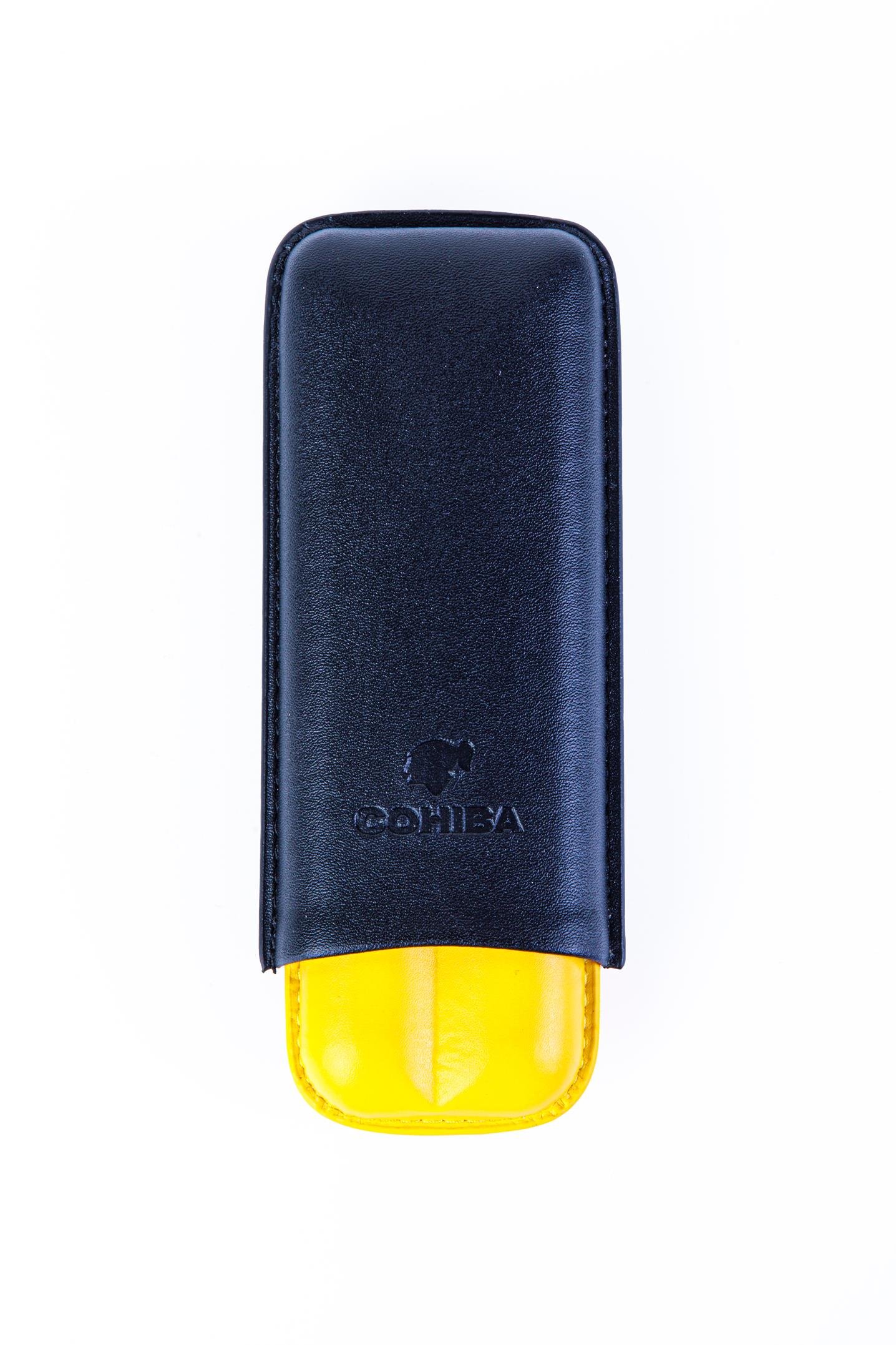 TR8231,Cohiba Sarı-Siyah İkili Deri Puro Kılıfı