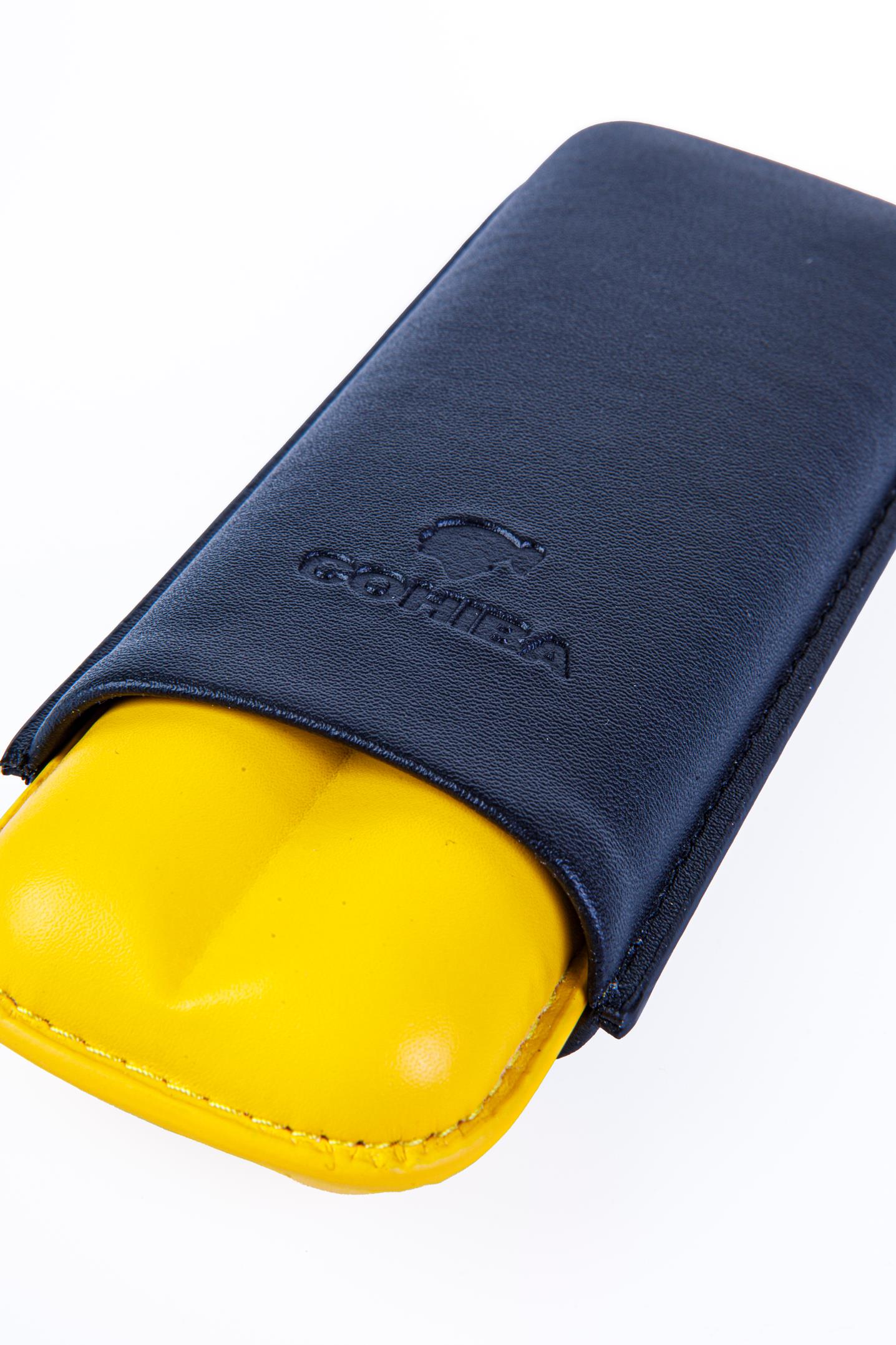 TR8231,Cohiba Sarı-Siyah İkili Deri Puro Kılıfı