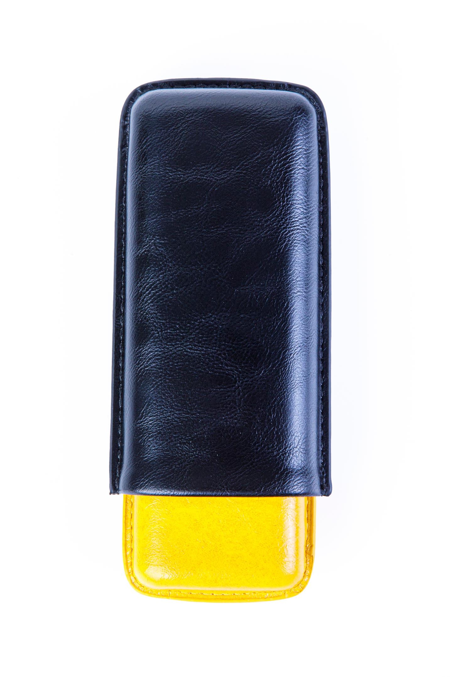 TR8211,Cohiba Sarı-Siyah İkili Deri Puro Kılıfı