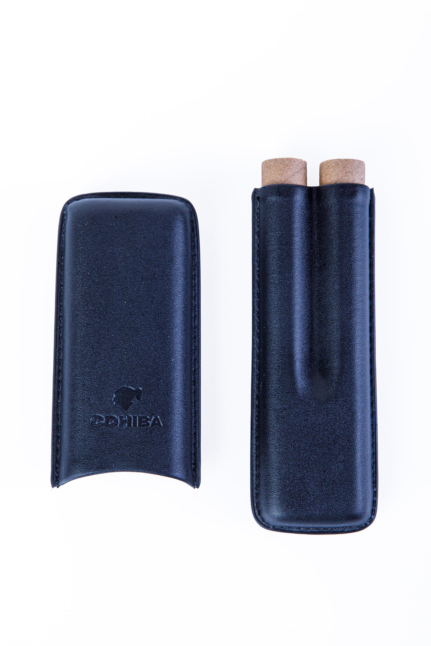 TR8230,Cohiba Siyah İkili Deri Puro Kılıfı
