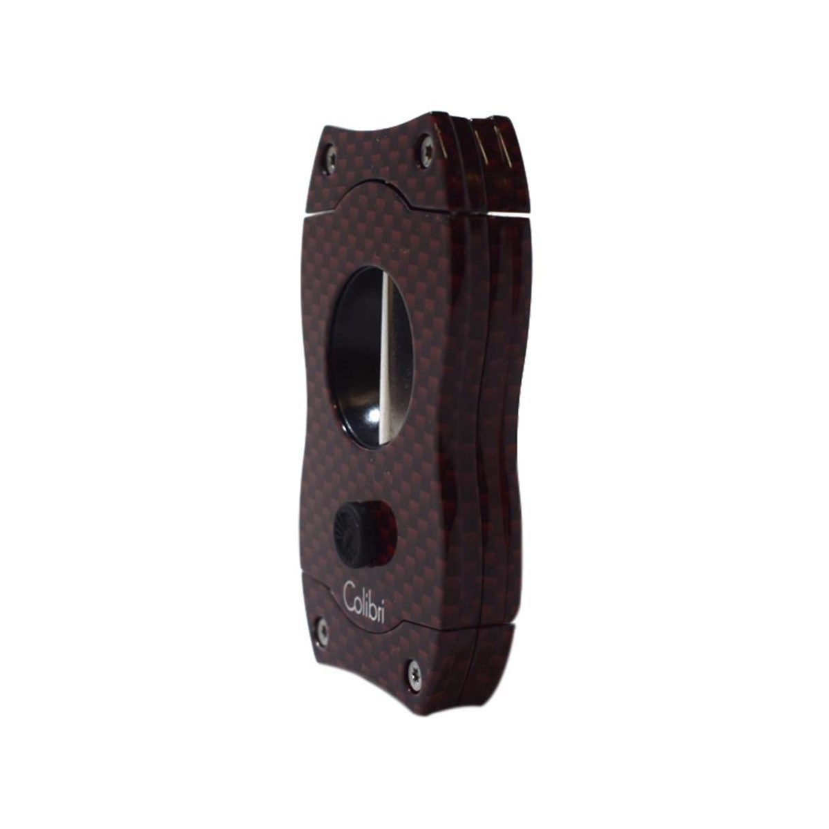 TR4236,Colibri V-Cut Karbon Desenli Kırmızı Puro Kesici