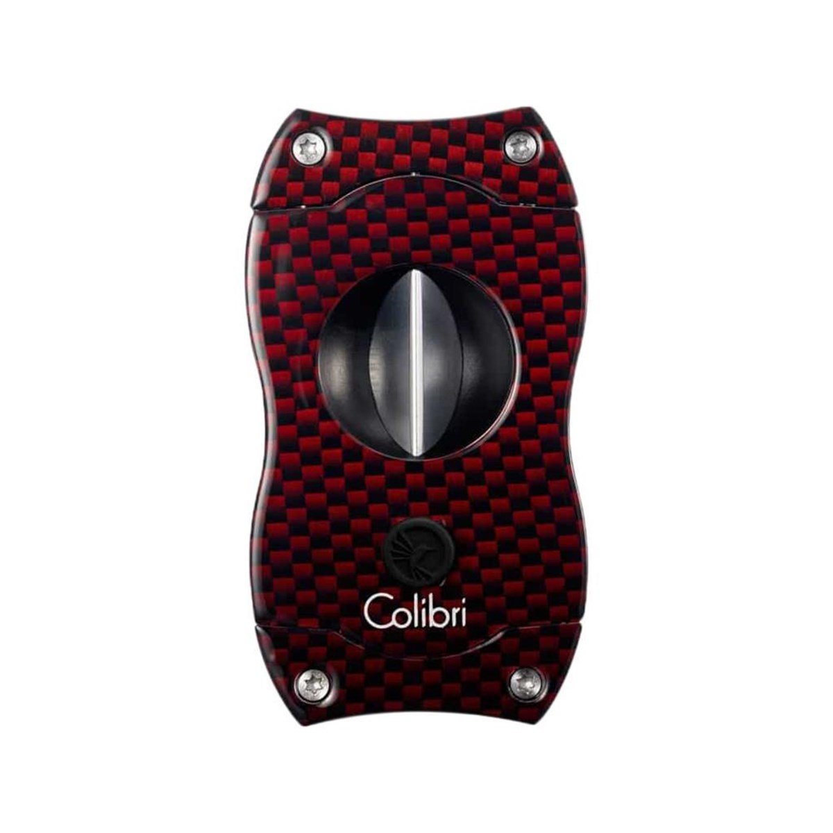 TR4236,Colibri V-Cut Karbon Desenli Kırmızı Puro Kesici