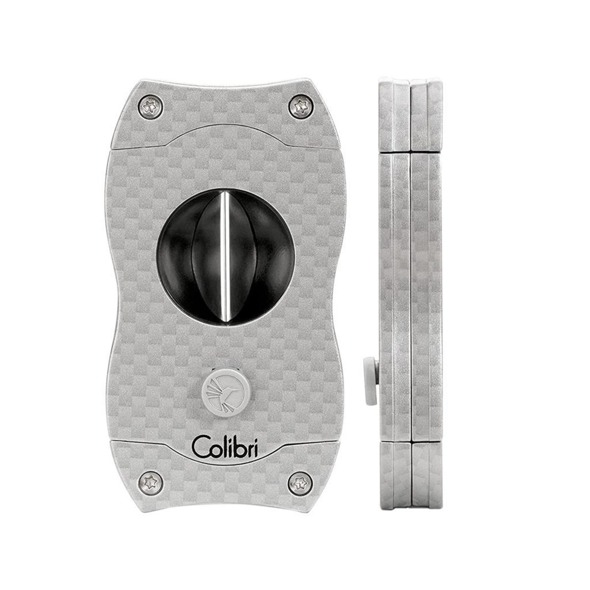 TR4240,Colibri V-Cut Karbon Desenli Gümüş Puro Kesici