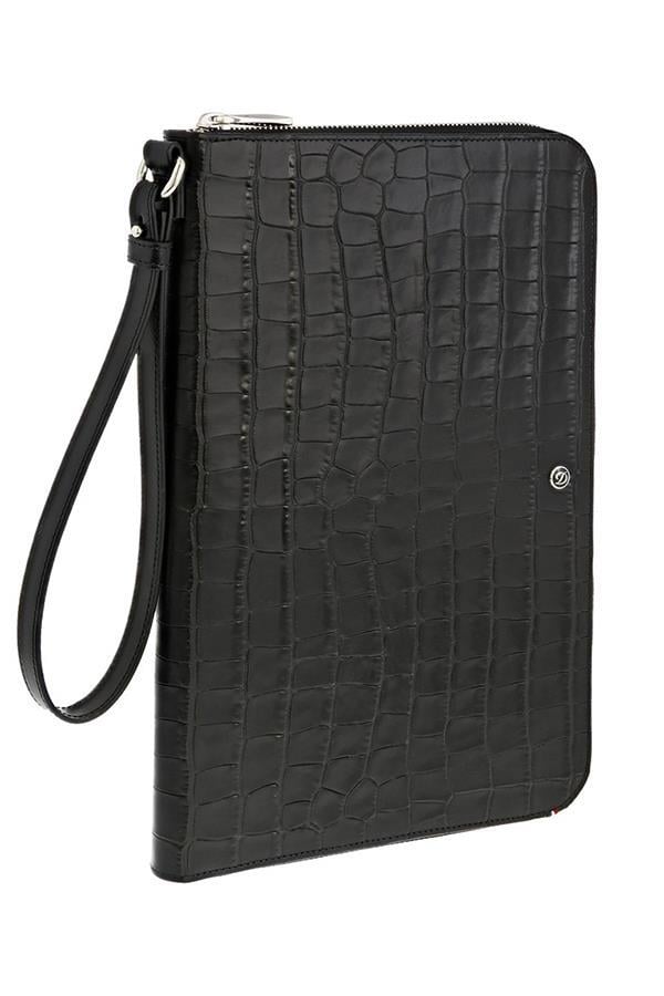 TR6939,S.T. Dupont Line D Croco Dandy Siyah Deri Çanta(Slim) 181061
