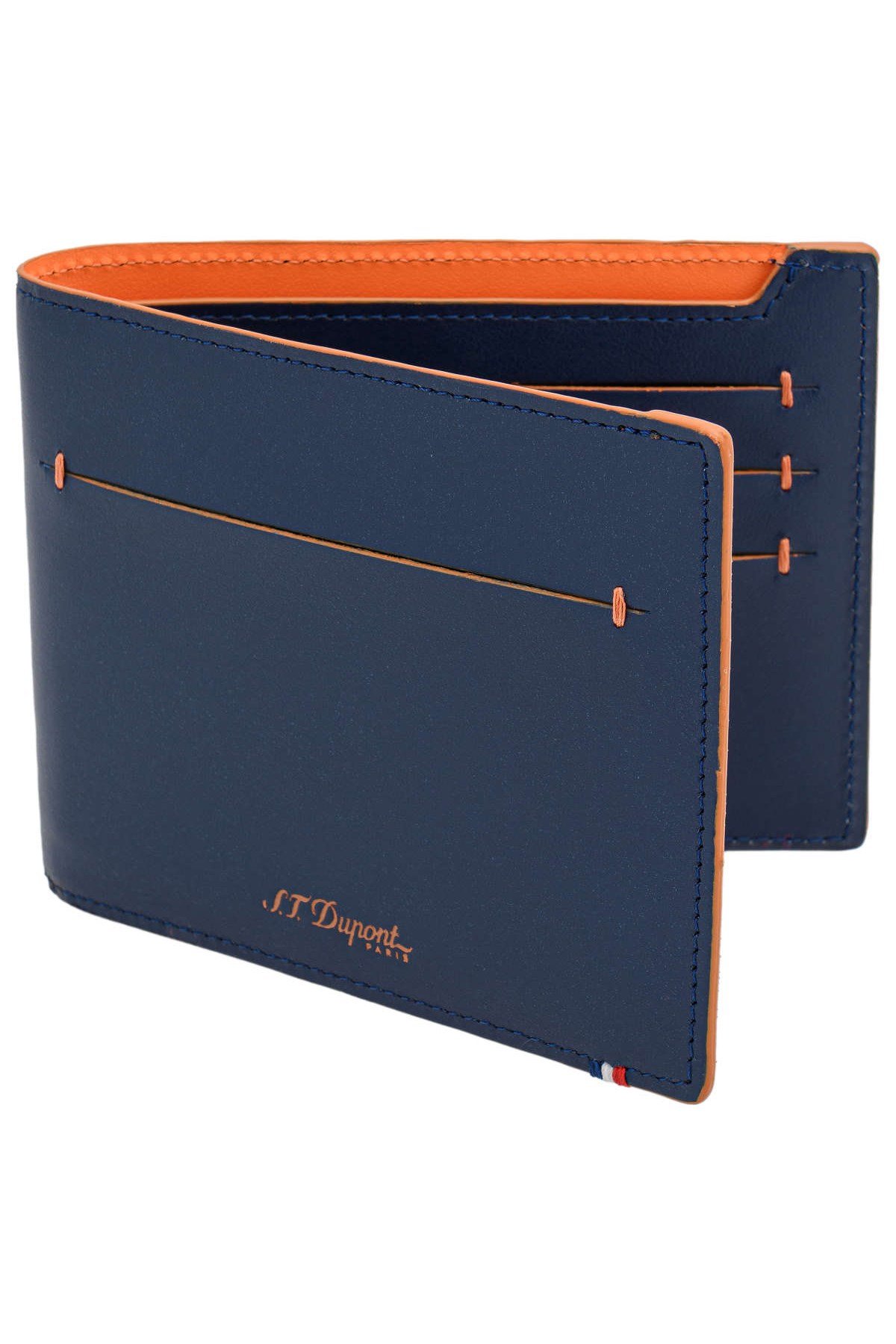 TR4826,S.T. Dupont Deri Turuncu-Mavi Cüzdan 184400