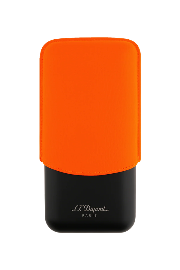 TR7592,S.T. Dupont Siyah-Turuncu Üçlü Puro Kılıfı 183419